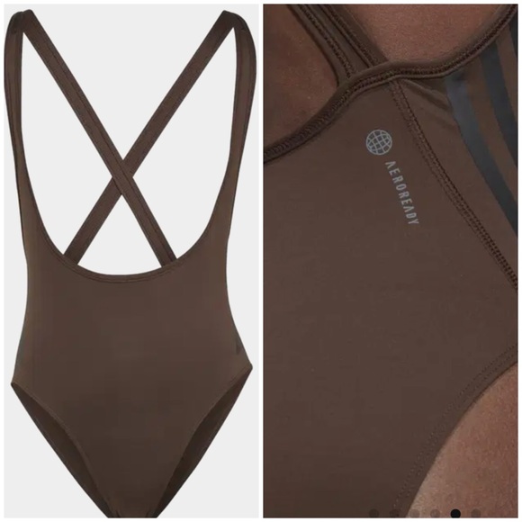 NWT adidas Train Icons 3 Stripe Leotard WMN Sz L - Picture 6 of 9